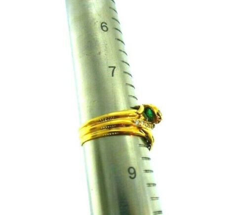 English Vintage Yellow Gold Diamond Gemstones Snake Ring