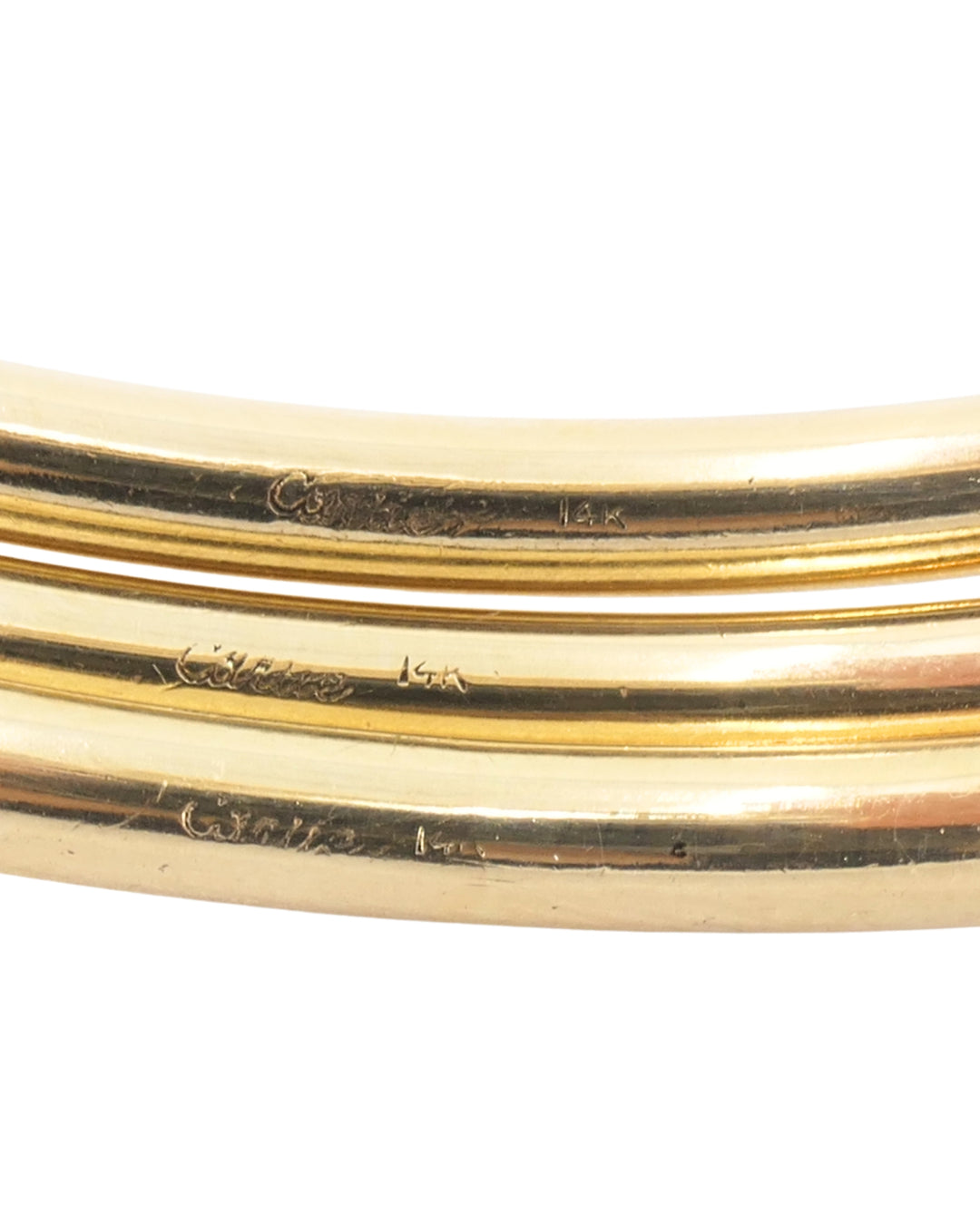 Vintage 1950s Cartier Bangles 14k Gold Set of Three Bracelets