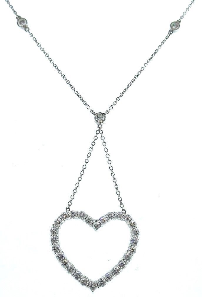 Tiffany and Co Diamond Heart Pendant Platinum Necklace