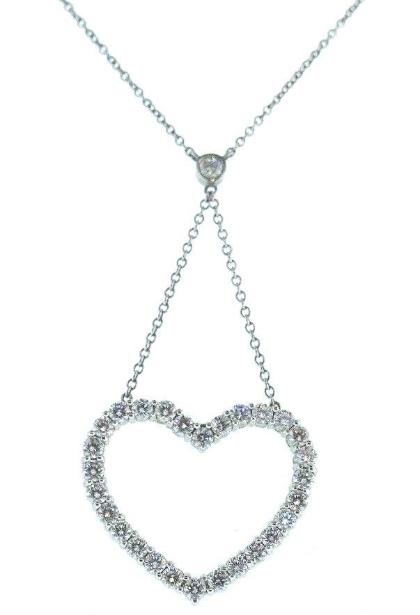 Tiffany and Co Diamond Heart Pendant Platinum Necklace