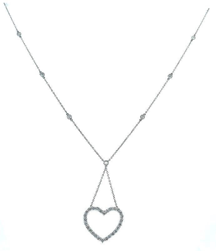 Tiffany and Co Diamond Heart Pendant Platinum Necklace