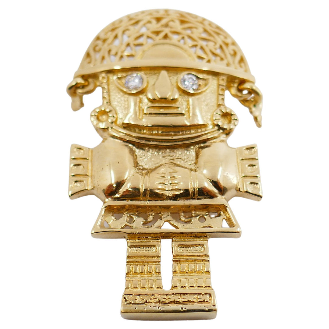 18k Gold Diamond Pirate Pendant