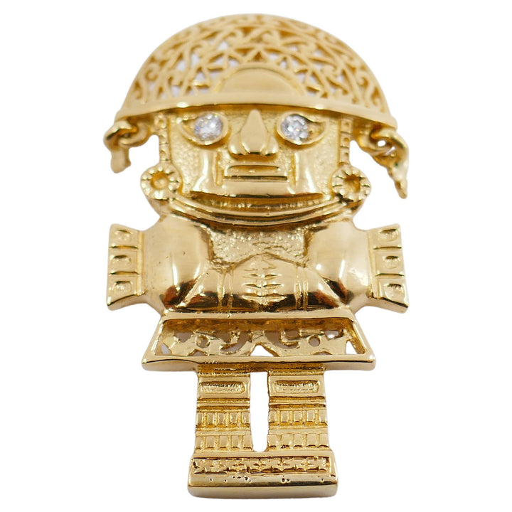 18k Gold Diamond Pirate Pendant