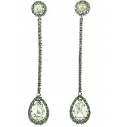 18K White Gold Diamond Dangle Earrings