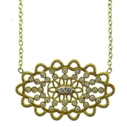 Leslie Greene 18K Yellow Gold Green Diamond Pendant Necklace
