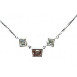 14K White Gold Chain Necklace with Diamonds Pendant