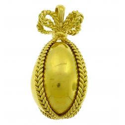 Yellow Gold Egg Charm Pendant, French 1980s