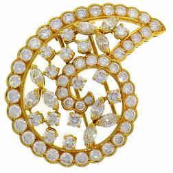 Van Cleef & Arpels Diamond Yellow Gold Pin Brooch Clip