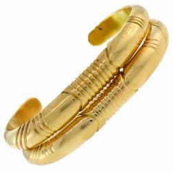Yellow Gold Bangle Bracelet Pair Signed WB