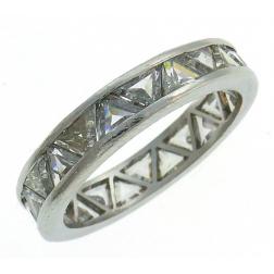 Diamond Platinum Eternity Band Ring 2.88cts Triangle Cut Size 5.75