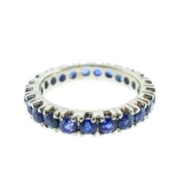 18K White Gold Blue Sapphire Band Ring