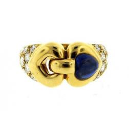 18 Yellow Gold Diamonds Sapphire Ring