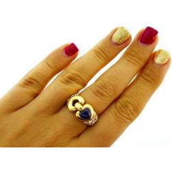 18 Yellow Gold Diamonds Sapphire Ring