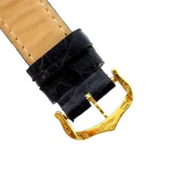 Cartier 18k Yellow Gold, Crocodile Skin & Diamond Tank Watch