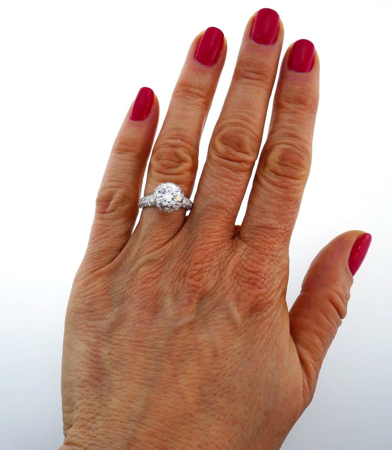 Schlumberger by Tiffany & Co.™ Buds Round Brilliant Engagement Ring with a  Diamond Platinum Band
