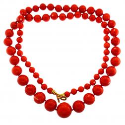 Tiffany & Co. Mediterranean Coral Gold Bead Necklace