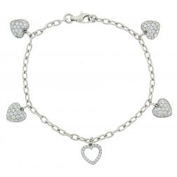 Tiffany & Co. Diamond Platinum Charm Bracelet with Heart Charms