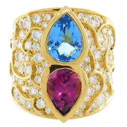 Marina B Yellow Gold Ring with Blue Topaz Tourmaline Diamond