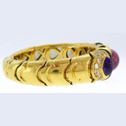 Marina B Gold Bangle Bracelet with Tourmaline Amethyst and Diamond