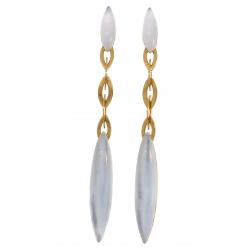 Vhernier Fuseau Yellow Gold Earrings with Mother of Pearl and Rock Crystal