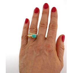 Cartier Turquoise Diamond Yellow Gold Snake Ring