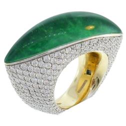 Vhernier Fuseau Diamond White Gold Ring with Jade and Quartz
