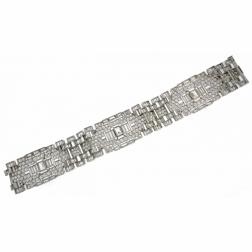 Art Deco Revival Diamond Platinum Bracelet 1960s