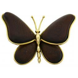 Vintage Van Cleef & Arpels Butterfly Pin Brooch Clip 18k Gold Wood
