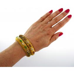 Bvlgari Yellow Gold Bracelet Pair 1960s with Diamond Ruby Emerald Bulgari