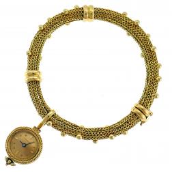 Verdura Yellow Gold Bracelet with Watch Pendant