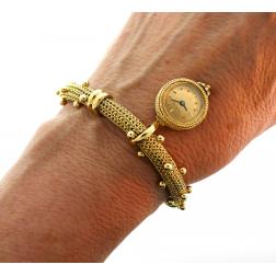 Verdura Yellow Gold Bracelet with Watch Pendant