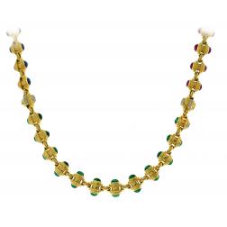 Bvlgari Gold Chain Necklace Bracelet Set with Gemstones Bulgari