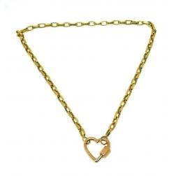 Marla Aaron 14k Gold Heartlock Pendant Biker Chain Necklace