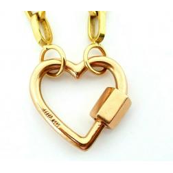 Marla Aaron 14k Gold Heartlock Pendant Biker Chain Necklace