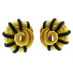 M. Cooperman Enamel Yellow Gold Snail Earrings