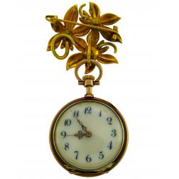 Jaeger-LeCoultre Enamel Gold Pocket Lapel Watch 1890s Rare