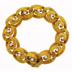 Diamond Yellow Gold Link Bracelet by Regner, French