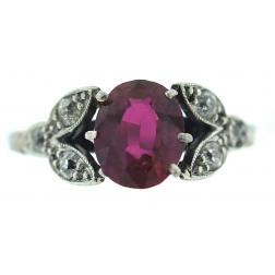 1950’s Platinum Ruby Rose Cut Diamond Ring