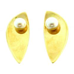 Vintage Hans Hansen 14k yellow gold pearl clip earrings