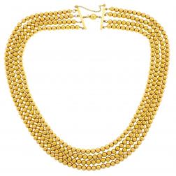 Multi-Strand Yellow Gold Bead Necklace, 1960s