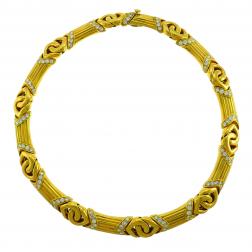 Bvlgari Diamond Yellow Gold Necklace, 1980s Bulgari