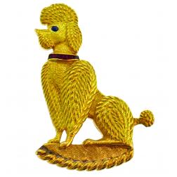 Vintage Cartier Poodle Clip Pin Brooch 18k Yellow Gold