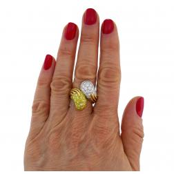 Gold Bypass Ring with Fancy Yellow and White Diamond