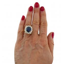 Natural Sapphire Diamond Gold Ring, 15.02 Carat No Treatment Guild Lab Report