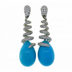 De Grisogono Turquoise Diamond White Gold Earrings