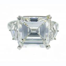 Sophia D Diamond Platinum Ring 5.08 Carat Square Emerald Cut GIA