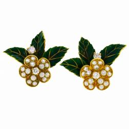 Boucheron Diamond Enamel Gold Earrings