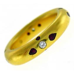 Me & Ro Diamond Ruby Yellow Gold Band Ring
