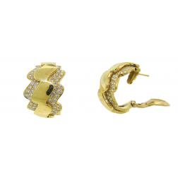 Vintage Van Cleef & Arpels Diamond Yellow Gold Hoop Earrings