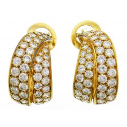 Vintage Van Cleef & Arpels Diamond Gold Hoop Earrings